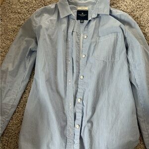 American Eagle Outfitters Blue Pinstripe Button-Down Shirt